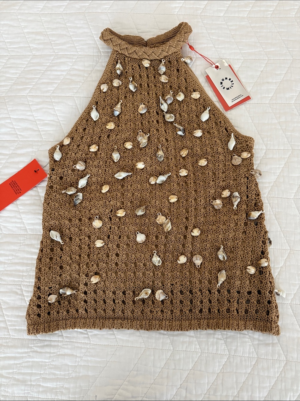 Simon Miller Tan Crochet Shell-Embellished Halter Tank - Picture 8 of 11